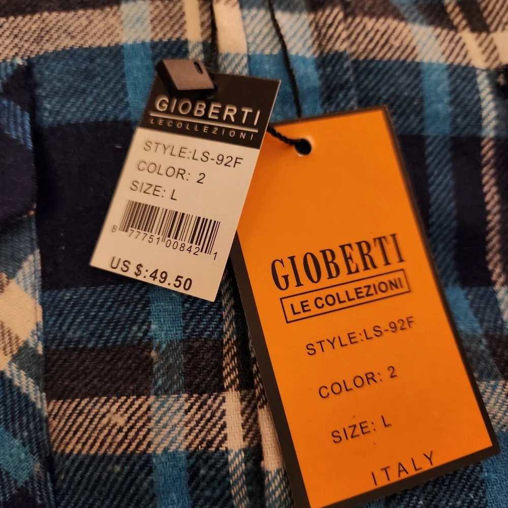 Gioberti (Le Collezioni) Italy Men's Long Sleeve Plaid Button Down Shirt - Picture 2 of 5